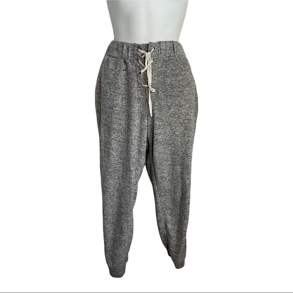 Lily White Knit Gray Heather Drawstring Joggers M